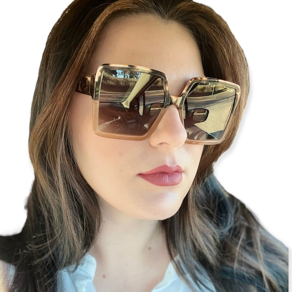 QUAY Almost Ready Sunglasses Polarized Tortoise Doe Frame Brown Fade Lens NWT